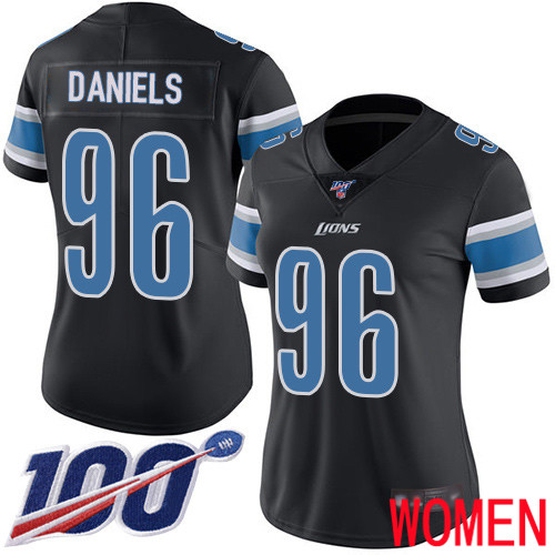 Detroit Lions Limited Black Women Mike Daniels Jersey NFL Football #96 100th Season Rush Vapor Untouchable->women nfl jersey->Women Jersey